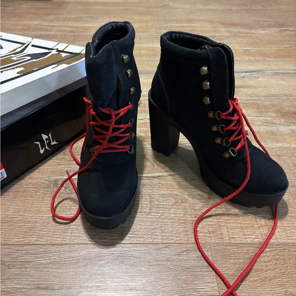 LFL By Lust For Life Suede Lace-Up Block Heels